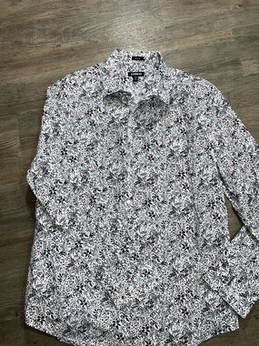 Express Men’s Black & White Floral Dress Shirt
